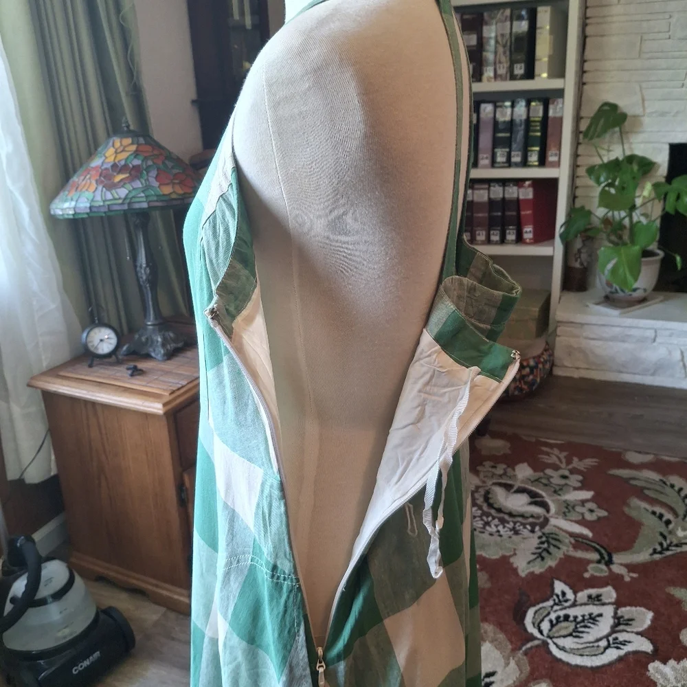 Maeve Anthropology Green and White Checkered Dress Size 10 - Picture 7 of 13